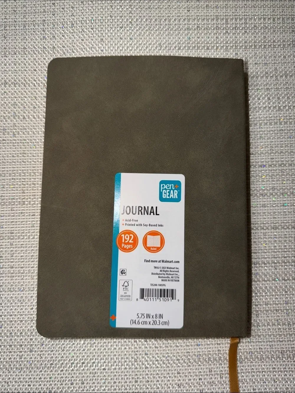 Olive Army Green Faux Suede Ivory lined pages soft cover journal w/book mark
